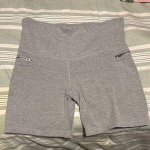 French Laundry Gray Bike Shorts with Zipper Accents